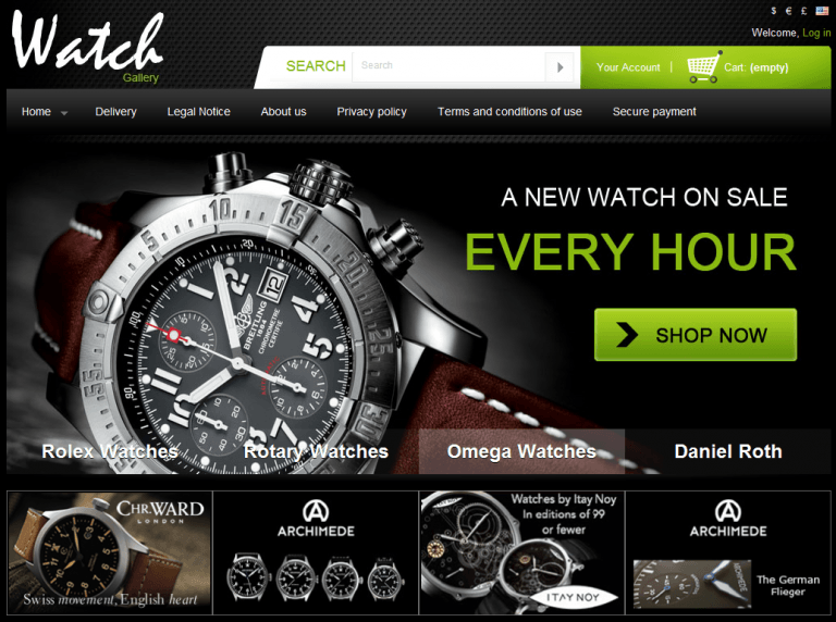 PrestaShop Watch Gallery Template