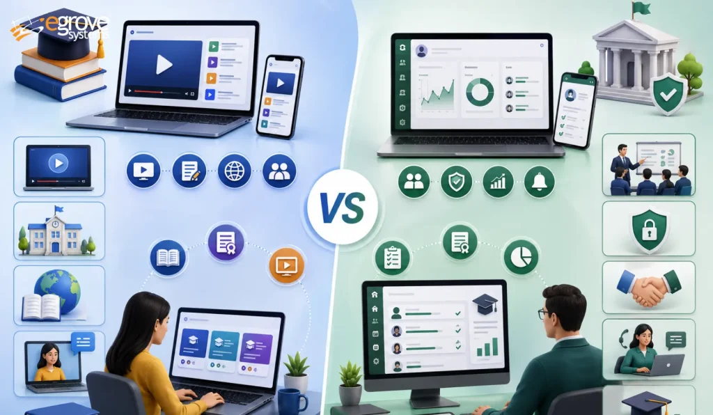 LMS vs. E-Learning platforms comparison for business training and online learning